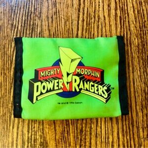Vintage 1994 Mighty Morphin Power Rangers Tri-fold Wallet Neon Green
